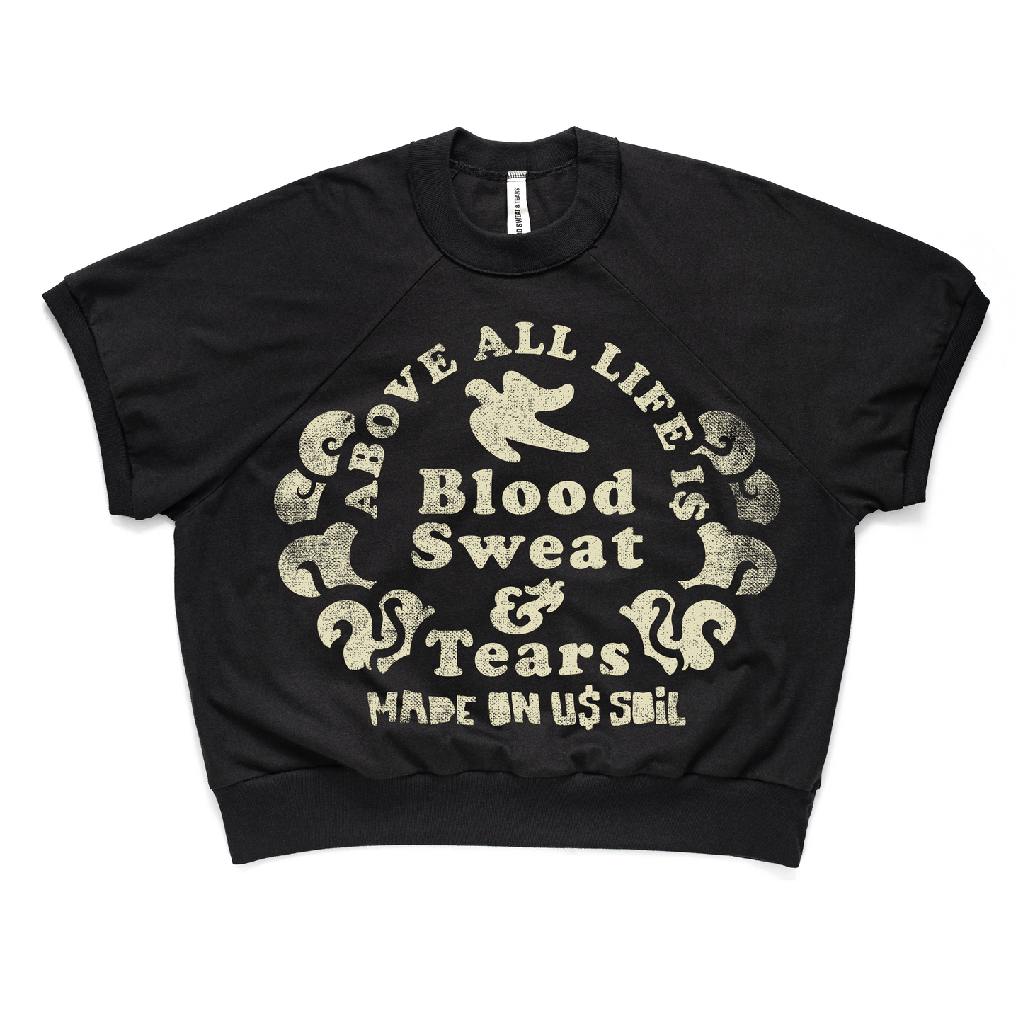 "ABOVE ALL LIFE IS" HYBIRD T (DISTRESSED) CREAM